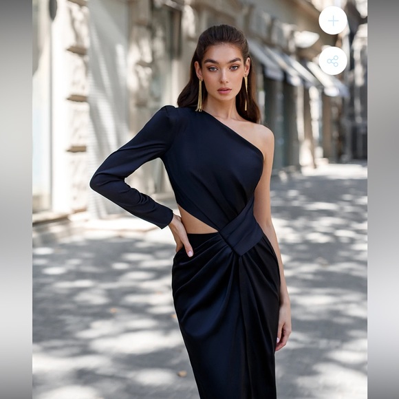 NWT black satin evening dress - Picture 8 of 10